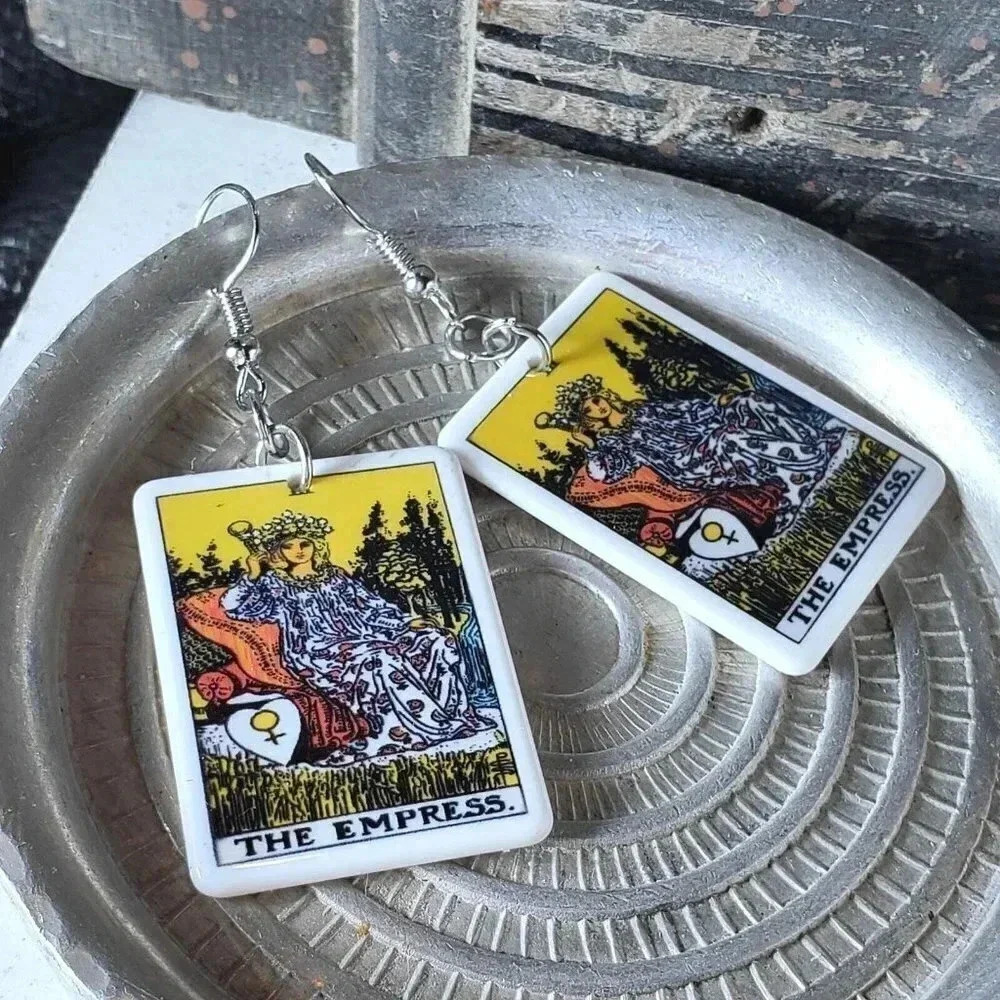 Mystical Tarot Card The Empress Oracle Archetype Lightweight Earrings